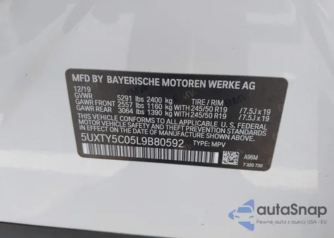 2020 BMW X3 xDrive30I z USA, uszkodzony, nr VIN 5UXTY5C05L9B80592